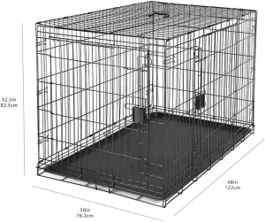 Amazon Basics Foldable metal wire dog crate with tray and double door